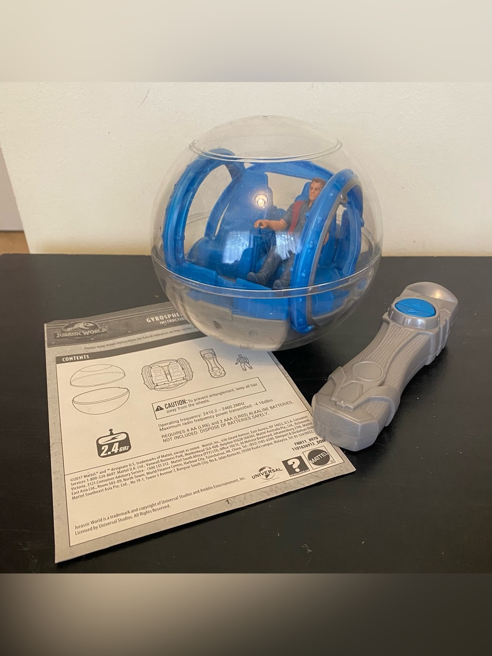 2017 Jurassic World Gyrosphere RC Vehicle Remote Control & Figure & Manual